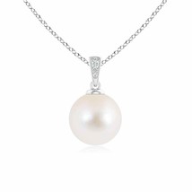 ANGARA 10MM Freshwater Pearl Pendant Necklace with Diamonds in 14K White Gold - £341.59 GBP