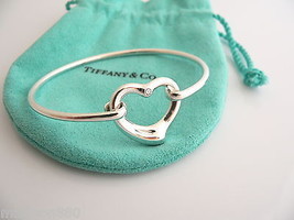 Tiffany &amp; Co Silver Peretti Diamond Open Heart Bangle Bracelet Gift Pouch Love - $498.00