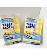 Yellow &amp; White 2 Sealed Paper Table Cloths Gingham Check Vtg Covers Picn... - €23,20 EUR