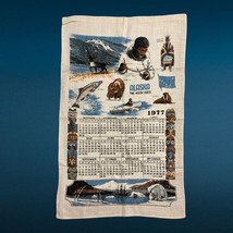 Kay Dee 1977 Wall Calendar ALASKA Linen Tea Towel 17.5x28&quot; Totem Pole Muskox - £11.94 GBP