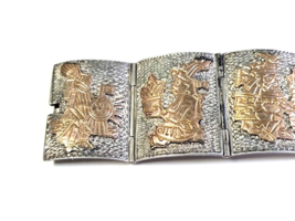 Vintage Taxco Castillo Silver Mayan or Aztec Storyteller Bracelet Signed 7 1/2&quot; - £413.13 GBP