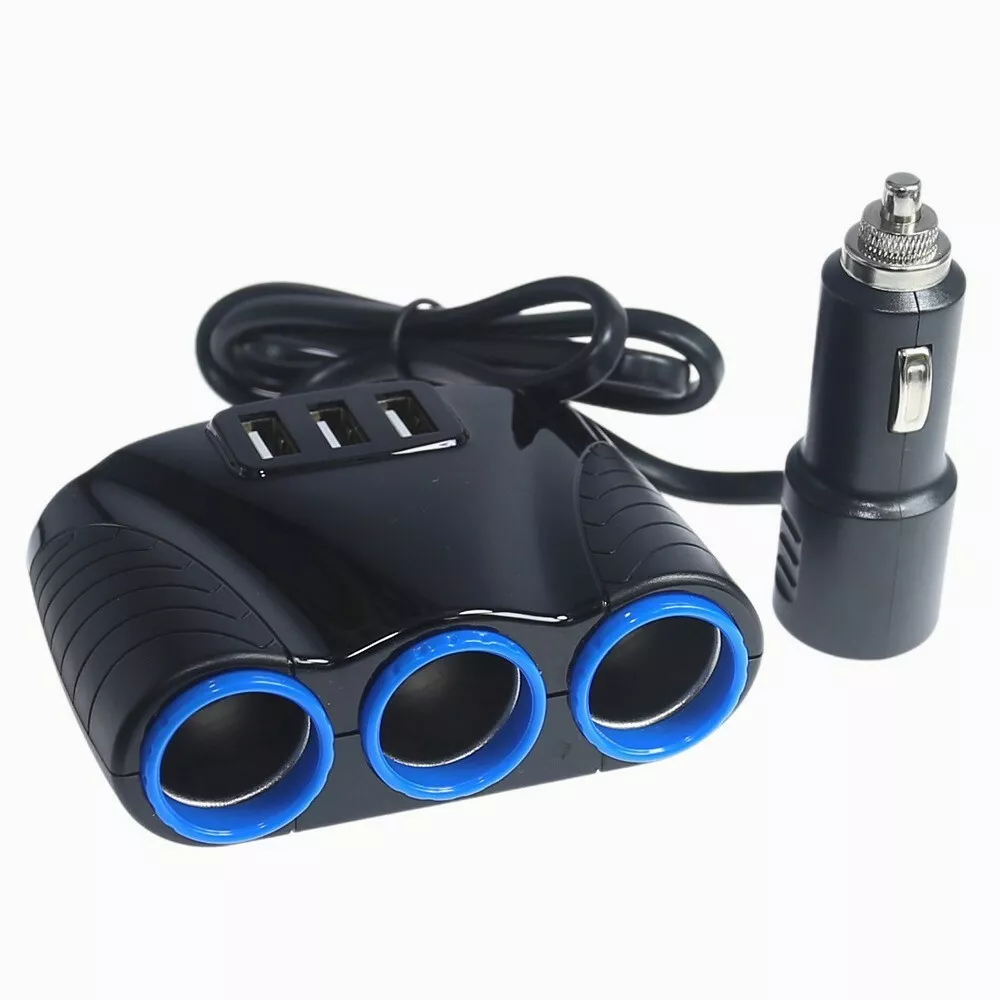 12V Car Cigarette Lighter Socket Splitter Outlet Power Adapter 3 USB Cha... - $26.36 CAD