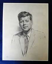 Portrait President J.F.Kennedy By Louis Lupas Copy/Litho/Charcoal 1961-63 Vin (C - £36.55 GBP