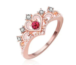 Garnet Ring Crown Ring Rose Quartz Ring Ruby Ring Tiara Ring Gemstone Ring 9 US - £7.57 GBP