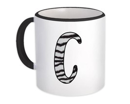 Monogram Letter C : Gift Mug Zebra Letter Initial ABC Animal Print Gift - $15.90+