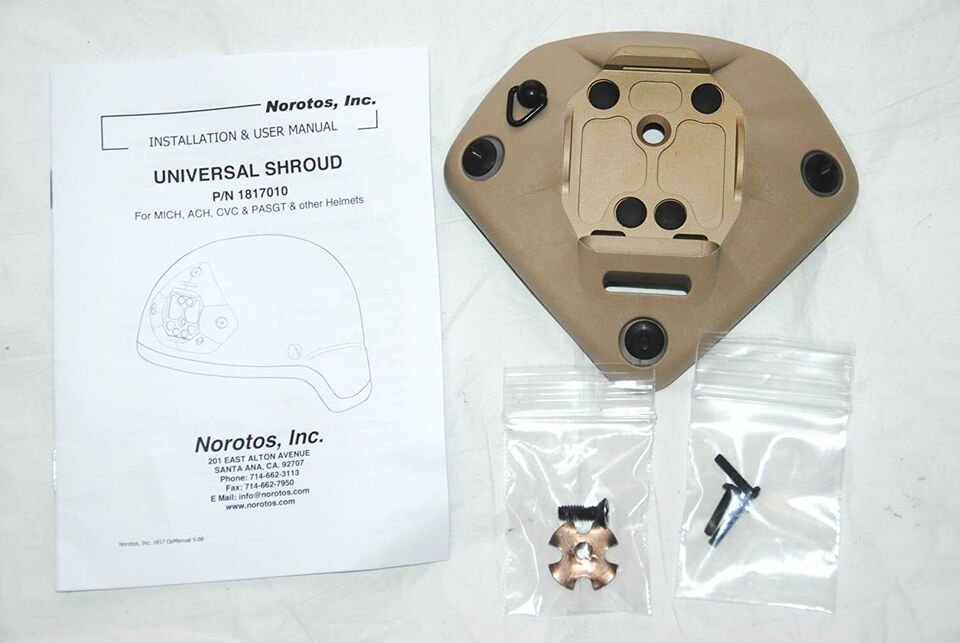New Universal Norotos Shroud Helmet NVG Mount 1 Hole/ 3 Hole P/N 1817010 - $130.90