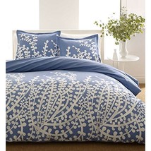 Full / Queen 100-Percent Cotton 3-Piece Comforter Set with Blue White Floral ... - £146.45 GBP