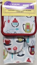 5pc Set:2 Pot holders,2 Microfiber Towels,1 Oven Mitt,COFFEE CUPS&amp;TEAPOT... - £11.86 GBP