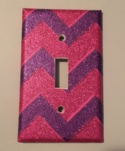 Pink Purple Glitter Chevron Light Switch Plate Cover wall home decor Bed... - £8.22 GBP