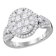 14k White Gold Round Diamond Cluster Bridal Wedding Engagement Ring 1-1/... - $1,999.00