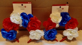 4th Of July Headbands 2ea Red White &amp; Blue Flowers Celebrate It NIB 278D - $12.49