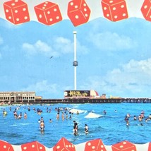 Atlantic City New Jersey NJ Dice Border Beach Boardwalk Postcard Vintage - £10.23 GBP