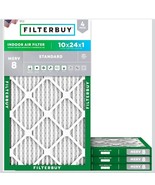 Filterbuy 10x24x1 Air Filter MERV 8 Dust Defense (4-Pack), Pleated HVAC AC - $67.90 CAD