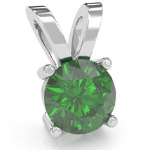 Lab-Created Emerald Solitaire Pendant In 14k White Gold - £187.30 GBP