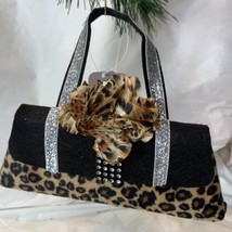 New RAZ Imports Cheetah Print Fabric Purse Christmas Ornament Fabric Flower - $8.00