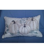 New Harvest Moon Beaded Sequin Soft Pumpkin Pillow Aqua White Silver Aut... - £44.62 GBP