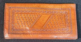 Vintage Tooled Leather BI-FOLD Wallet Embossed Designs Both Sides - £8.01 GBP