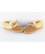 Vintage 90s Lands End Womens 10 Shearling Lined Suede Leather Slippers C... - $1,281.78 MXN