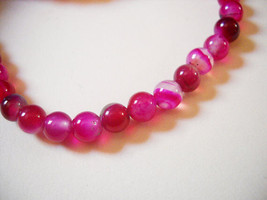Agate Gemstone Beads 6mm Beads Agate Beads Fuchsia Pink  Striped 15&quot; Jewelry  - £6.03 GBP