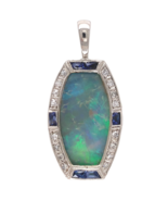 Platinum 9.24 Carat Opal Pendant w/Diamonds Lab-Created Sapphires (#J7393) - $3,017.77 CAD Platinum 9.24 Carat Opal Pendant w/Diamonds Lab-Created Sapphires (#J7393) - $3,017.77 CAD
