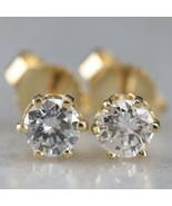 New 1Ct Round Cut GRA Certified Moissanite Women&#39;s Stud Earrings 10K Yel... - $533.32