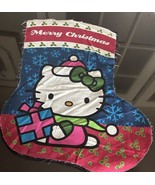 HELLO KITTY MERRY CHRISTMAS HOLIDAY STOCKING MULTICOLOR 18&quot; FABRIC PATCH... - $24.74