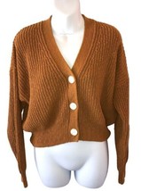 Madewell Size Small Greywood Crop Cardigan Sweater Brown Knit Button Front - £22.01 GBP