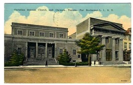Christian Science Church &amp; Olympia Temple Postcard Far Rockaway  New York 1936 - £9.34 GBP