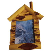 Frame Wood Cabin Rustic Fishing Picture Holds 5.5&quot;x7&quot; Opening Handmade - £14.87 GBP