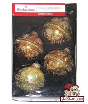 Holiday Time 4 Hand Crafted Glass Snowman Ornaments - original box - £7.93 GBP