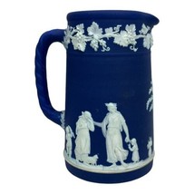 Antique Victorian Wedgwood England Cobalt Blue Jasperware Pitcher Jug U37 - £36.51 GBP