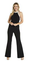 Adrianna Papell Black Romper/Jumpsuit With Pearl Accents and Flared Leg ... - $157.41