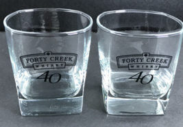 FORTY CREEK Whisky Lot of 2 Canadian Square Bottom Rock Low Ball Cocktail Glass - £6.96 GBP