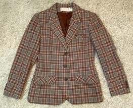 VTG Pendleton Blazer Suit Pure Wool 3-Button Notch Lapel Plaid Red Brown... - $72.57