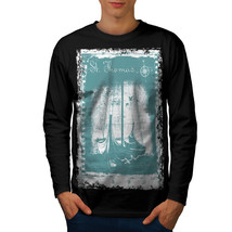 Wellcoda Vintage Sailing Boat Mens Long Sleeve T-shirt, Sailor Graphic Design - £18.10 GBP