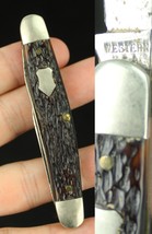 1961-1977 vintage pocket knife WESTERN 652 estate sale jigged bone ESTAT... - $36.99