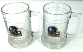 Lot Of 2 Vintage Denver Broncos Old Logo Clear Glass Handled Beer Mug - £11.72 GBP