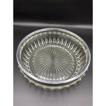 Vintage Pressed Glass Chrome Rim Serving Bowl 8 1/2&quot; D - $14.83