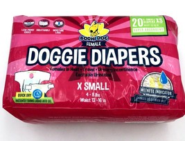 Bodhi Dog Diapers XSmall 4-8lb  13-16&quot; Urine Incontinence Heat 20 Pack - £11.98 GBP