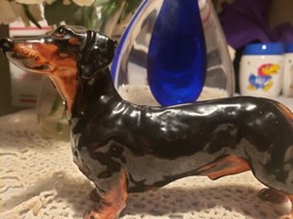 Vintage Royal Doulton Dachshund Dog Figurine  HN1128 retired 6&quot; Brown Tan - $67.53
