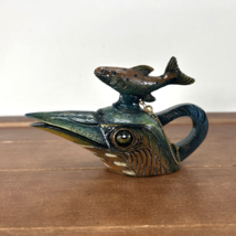 Vintage NINI Bird Head &amp; Fish Shape Teapot Collectible Decor, Green &amp; Go... - £77.22 GBP