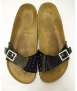 BIRKI&#39;S Birkenstock Women&#39;s SANDALS Black Patent Leather Crystal Buckle ... - £43.92 GBP