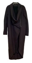 Long Haider Ackermann Cowl Neck Wool Dark Gray Coat Sz 42 Made in Belgium Women image 2