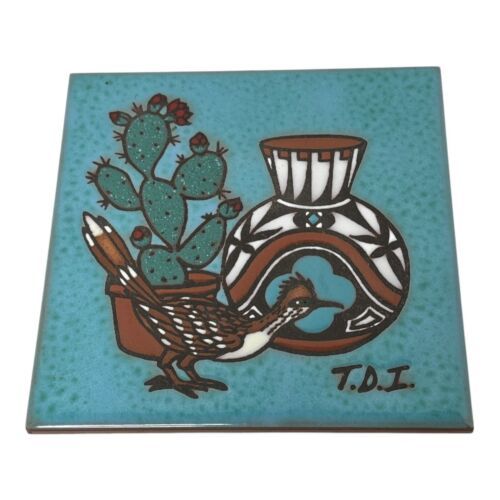 Cleo Teissedre Ceramic Tile Southwestern Road Runner Wall Decor Trivet 6... - $17.75