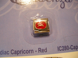Essenza Italian Charm - ZODIAC- Links Together Makes A Bracelet -RED- Capricorn - £1.18 GBP