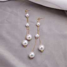 Pearl &amp; 18K Gold-Plated Bead Tassel Drop Earrings - £10.24 GBP