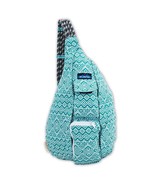 Kavu Women&#39;s Rope Bag Backpack Teal Quilt Green White Aztek Tribal Print - £15.68 GBP