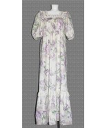 VTG Liberty House Lavender Flowers Eyelet Trim Neckline Ruffles Long Dre... - $122.23 CAD