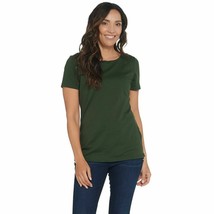 BROOKE SHIELDS Timeless Ponte Short Sleeve Top with Zipper Tropical Gree... - £12.63 GBP