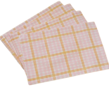 Set of 4 Same Fabric Cotton Placemats(13&quot;x19&quot;) SPRINGTIME YELLOW &amp; PINK ... - £14.20 GBP